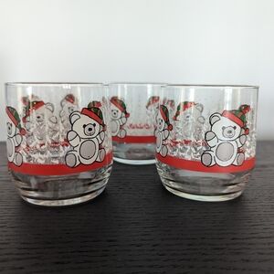 Libbey Glass Co. Teddy Bear Christmas Glassware, Set Of 4.